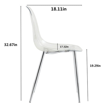 Modern Clear Transparent Dining Chairs with Silver Legs, Set of 6 – view 6
