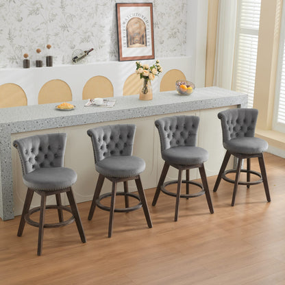 26" Gray Velvet Swivel Counter Height Bar Stools, Set of 2 – view 22