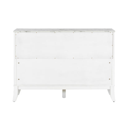 White 3-Door Storage Cabinet with Glass Panels and Gold Handles – view 9
