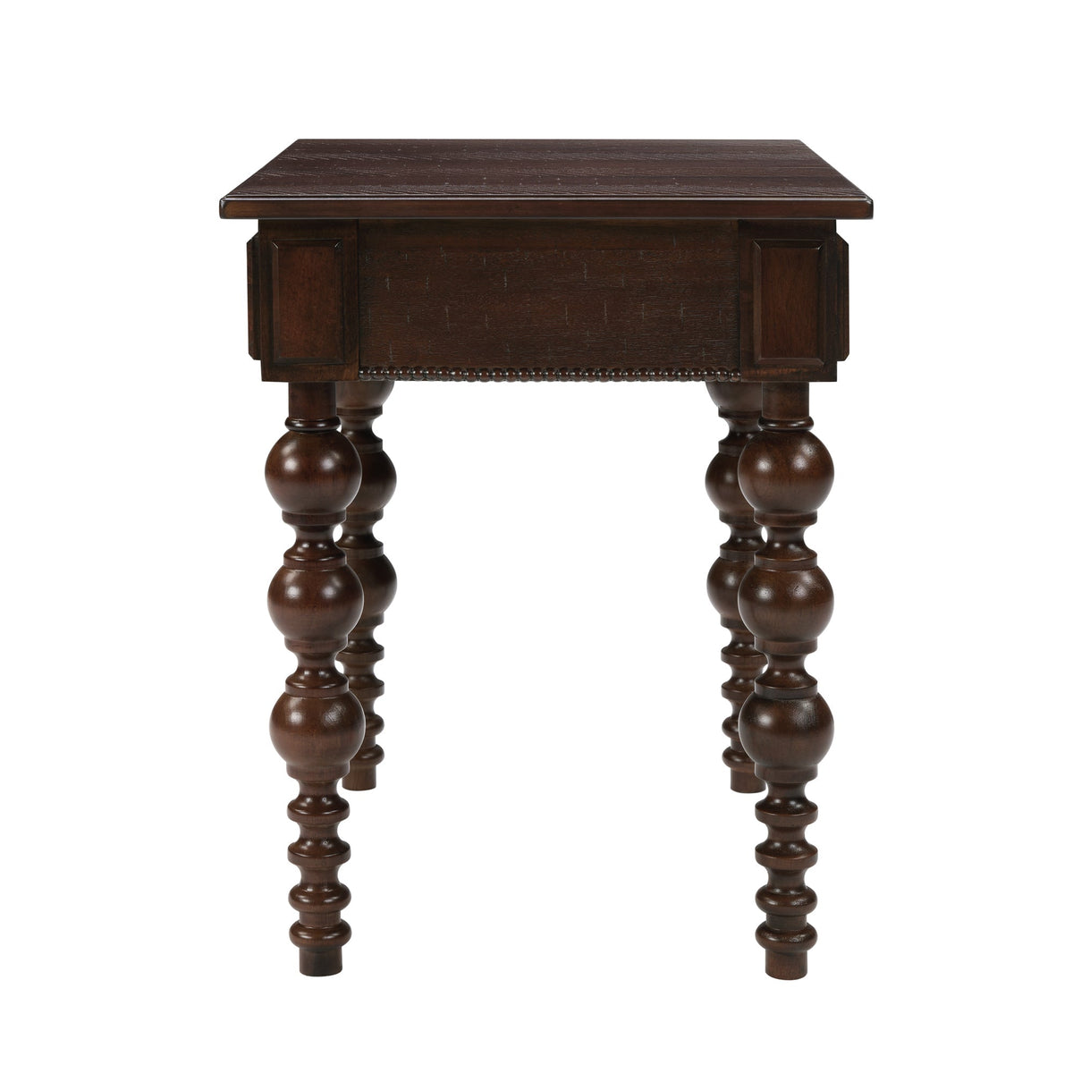 Espresso Wood End Table with Drawer and Turned Spindle Legs – view 10