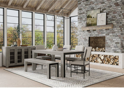 Fallon Gray Dining Bench with Industrial Bolt Detail, Seats 2-3 – view 5