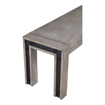 Fallon Gray Dining Bench with Industrial Bolt Detail, Seats 2-3 – view 4