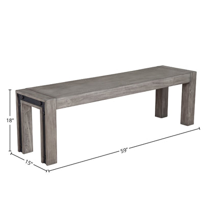 Fallon Gray Dining Bench with Industrial Bolt Detail, Seats 2-3 – view 6