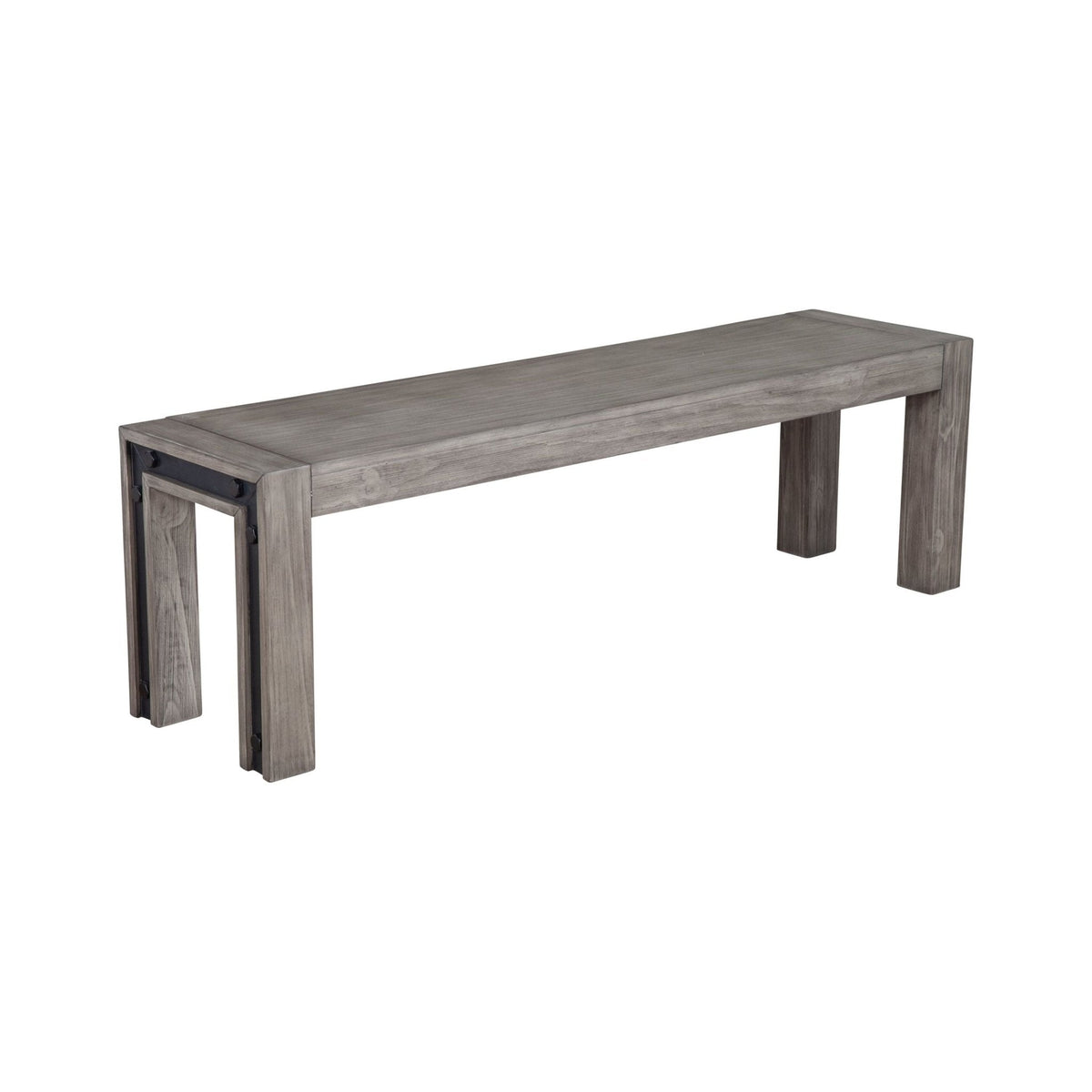 Fallon Gray Dining Bench with Industrial Bolt Detail, Seats 2-3 – view 2