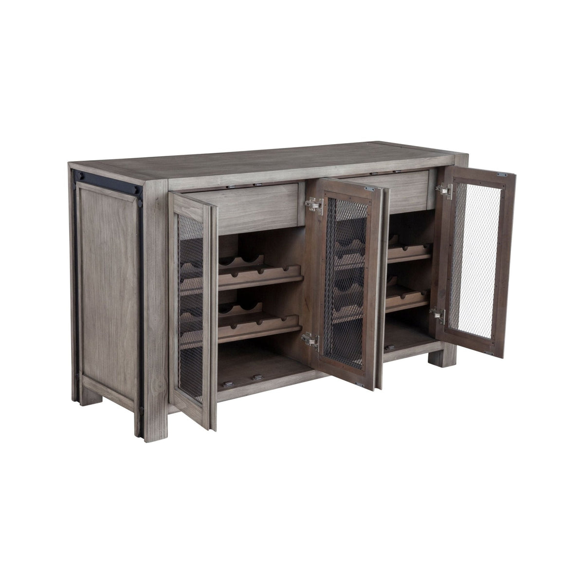 Fallon Rustic Industrial Sideboard with Wine Storage, Gray – view 5