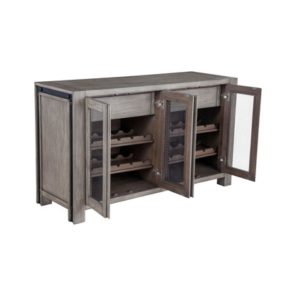 Fallon Rustic Industrial Sideboard with Wine Storage, Gray – view 5