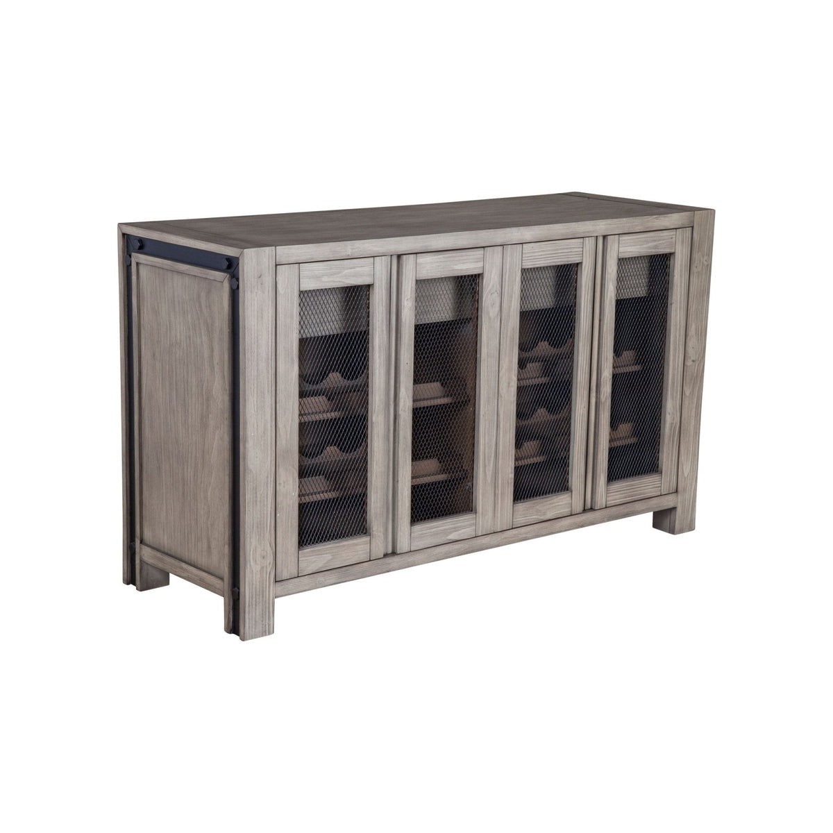 Fallon Rustic Industrial Sideboard with Wine Storage, Gray – view 3