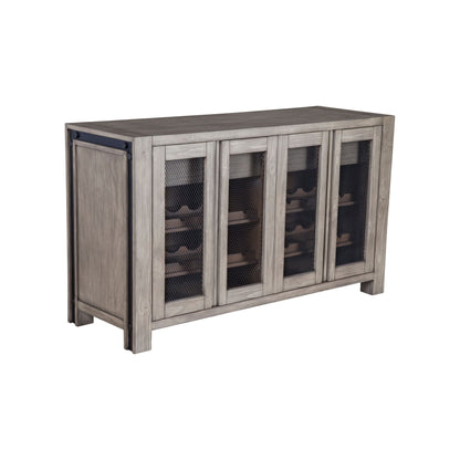 Fallon Rustic Industrial Sideboard with Wine Storage, Gray – view 3