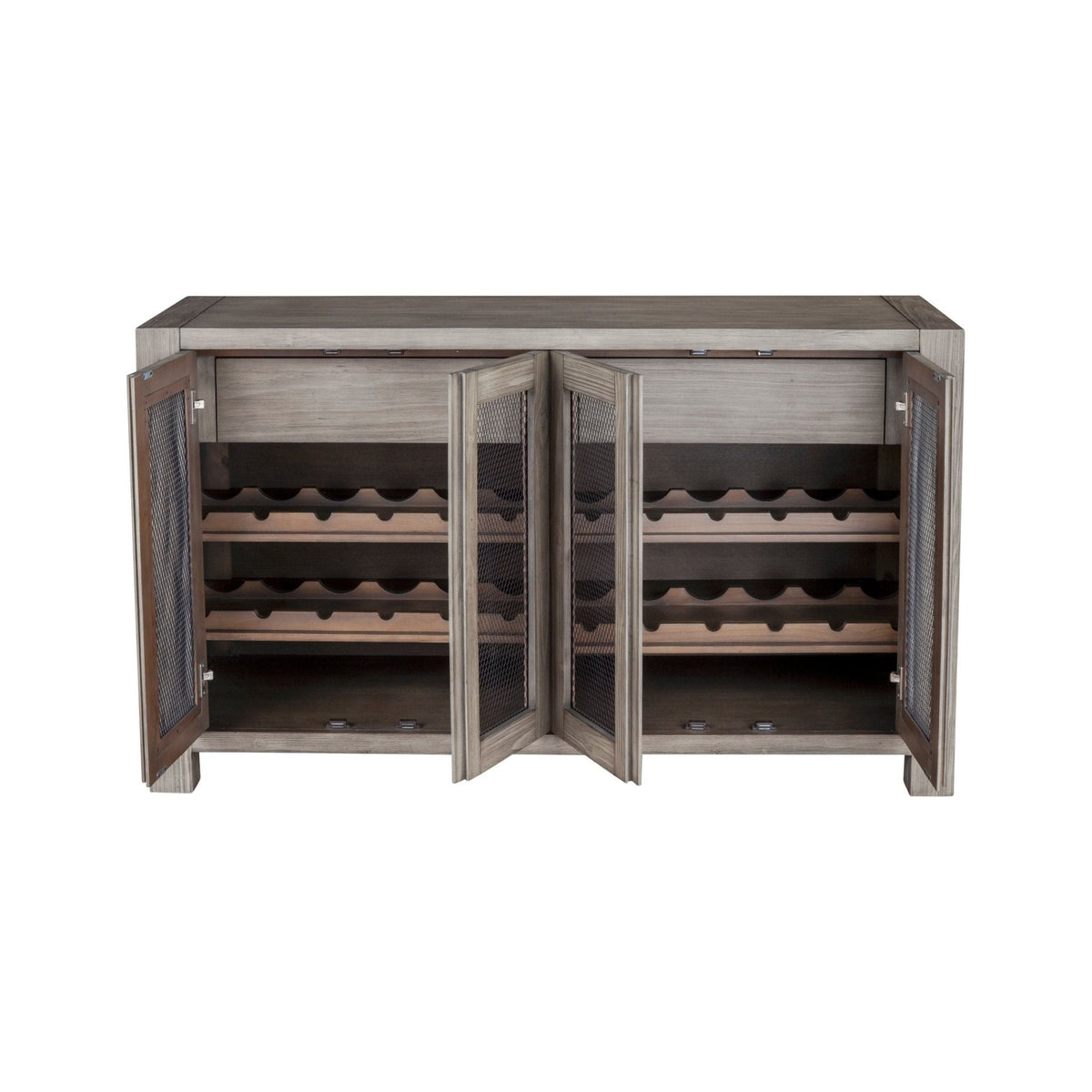 Fallon Rustic Industrial Sideboard with Wine Storage, Gray – view 4