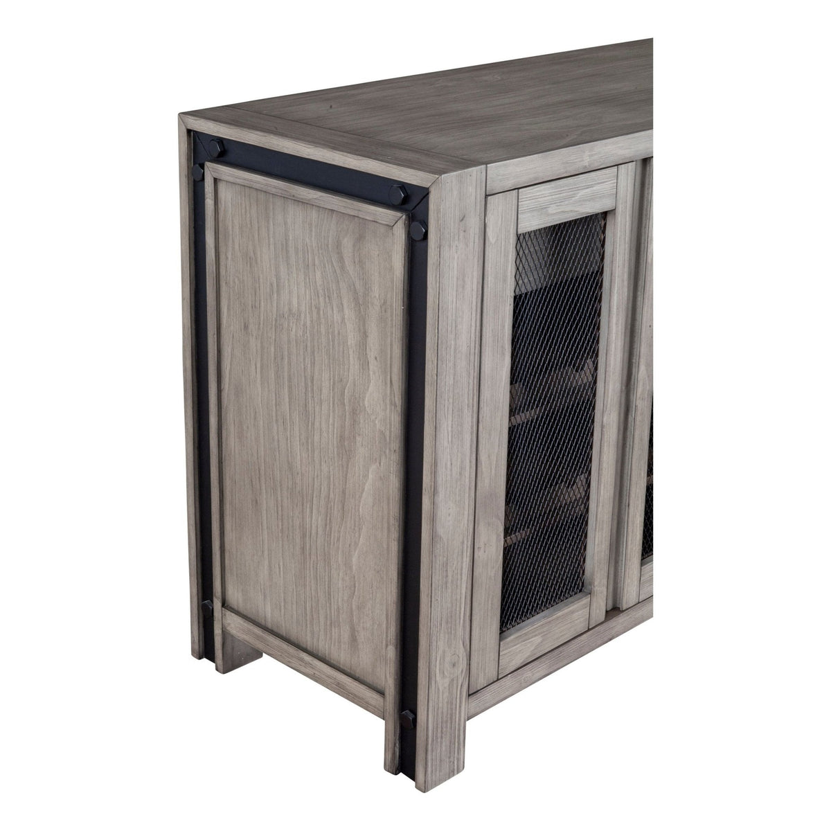 Fallon Rustic Industrial Sideboard with Wine Storage, Gray – view 6