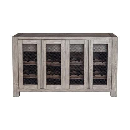 Fallon Rustic Industrial Sideboard with Wine Storage, Gray – view 2