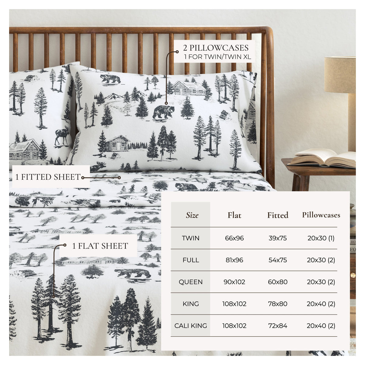 Turkish Cotton Flannel Sheet Set – Lakeview Collection – view 42
