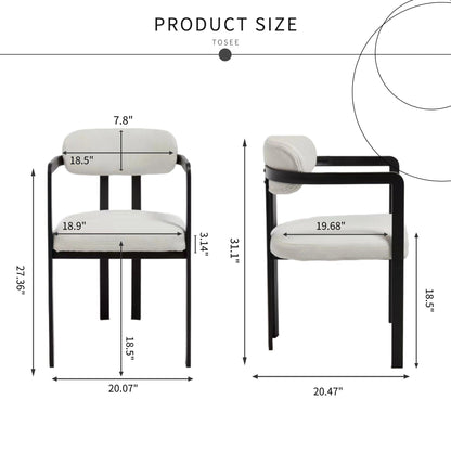 Upholstered Dining Arm Chairs with Metal Legs, Set of 2 – view 12