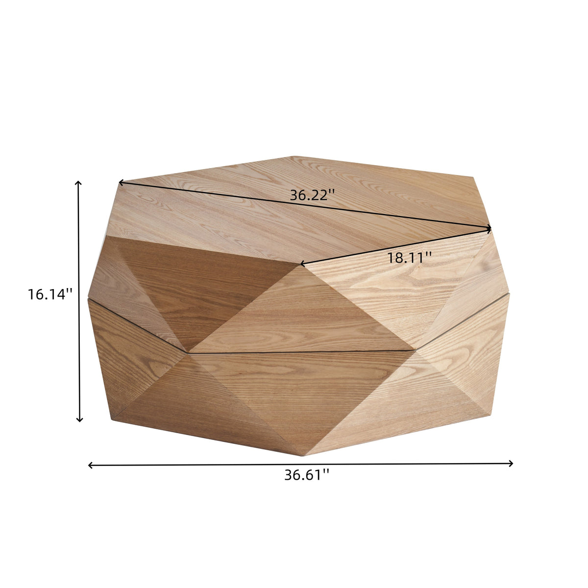 Retro Polygon Flip Top Coffee Table with Hidden Storage, Natural – view 5