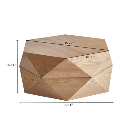 Retro Polygon Flip Top Coffee Table with Hidden Storage, Natural – view 5