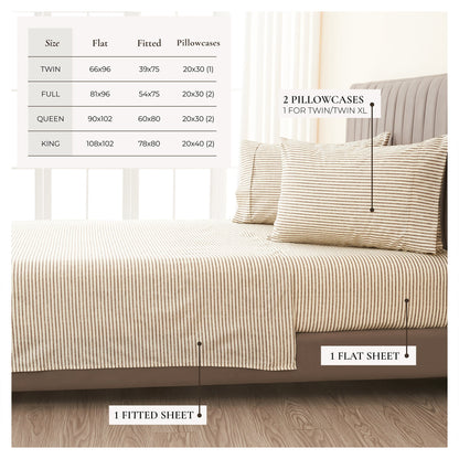Brushed Microfiber Striped Sheet Set – Evette Collection – view 26