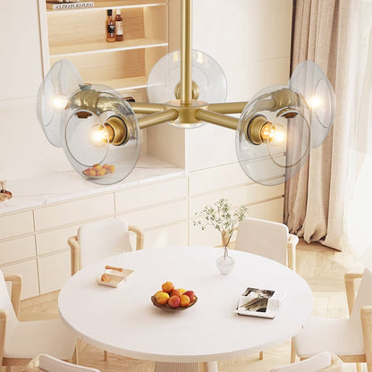 26" Modern Gold 5-Light Sputnik Chandelier with Clear Glass Shades – view 3