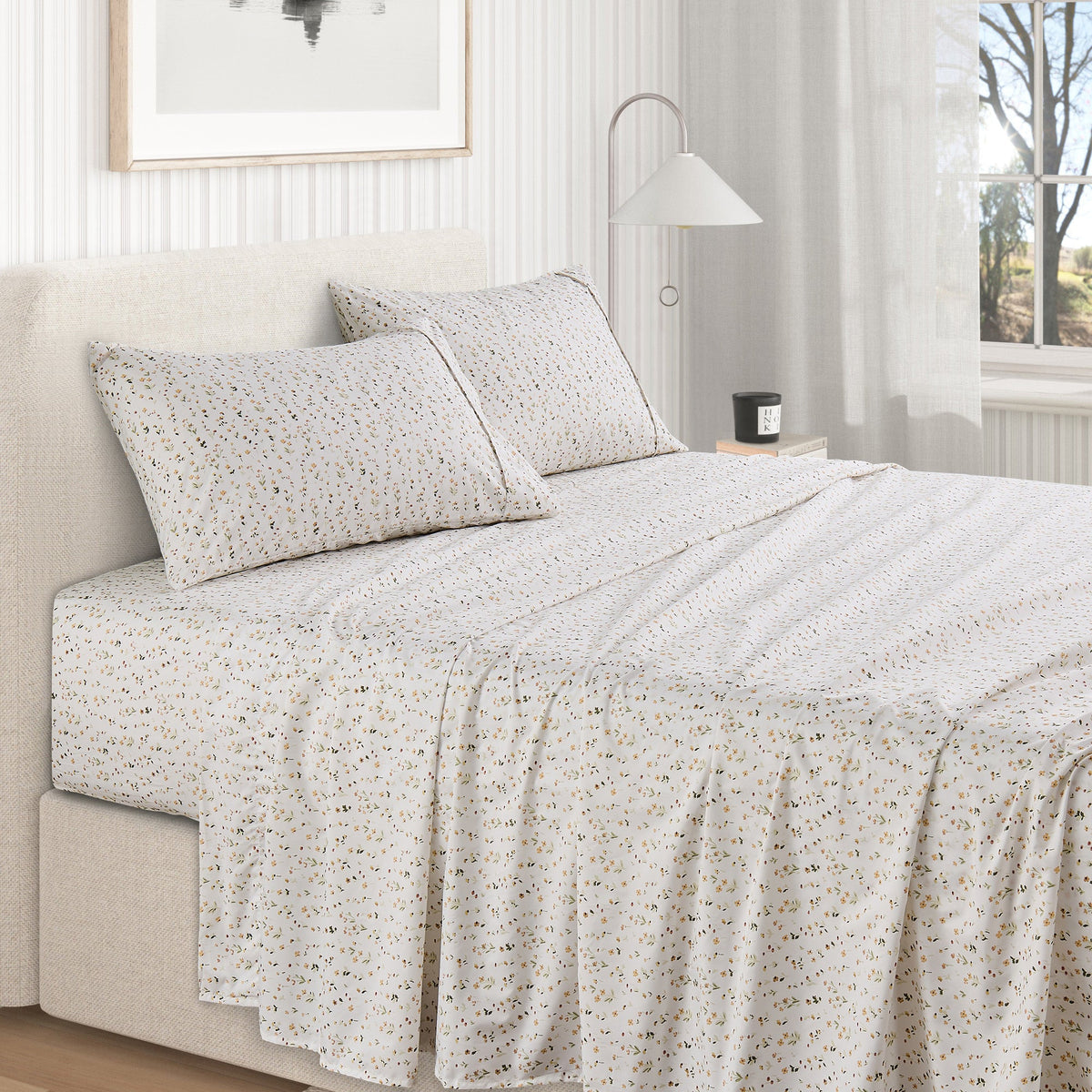 Watercolor Floral Microfiber Sheet Set – Delia Collection – view 43