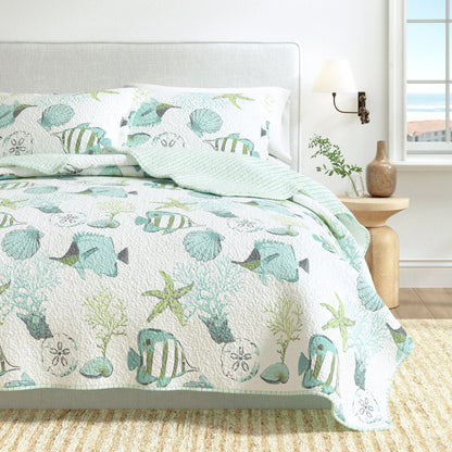 Seaside Collection Fish and Coral Coastal Quilt Set – view 6