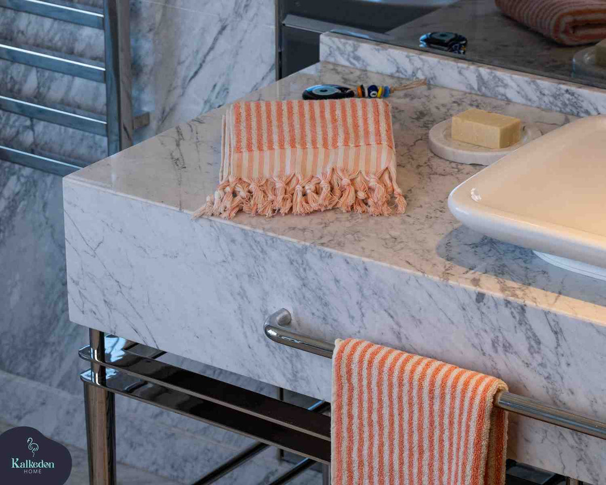 Striped Organic Turkish Cotton Hand Towel, Long 17 x 35 Inch – view 20