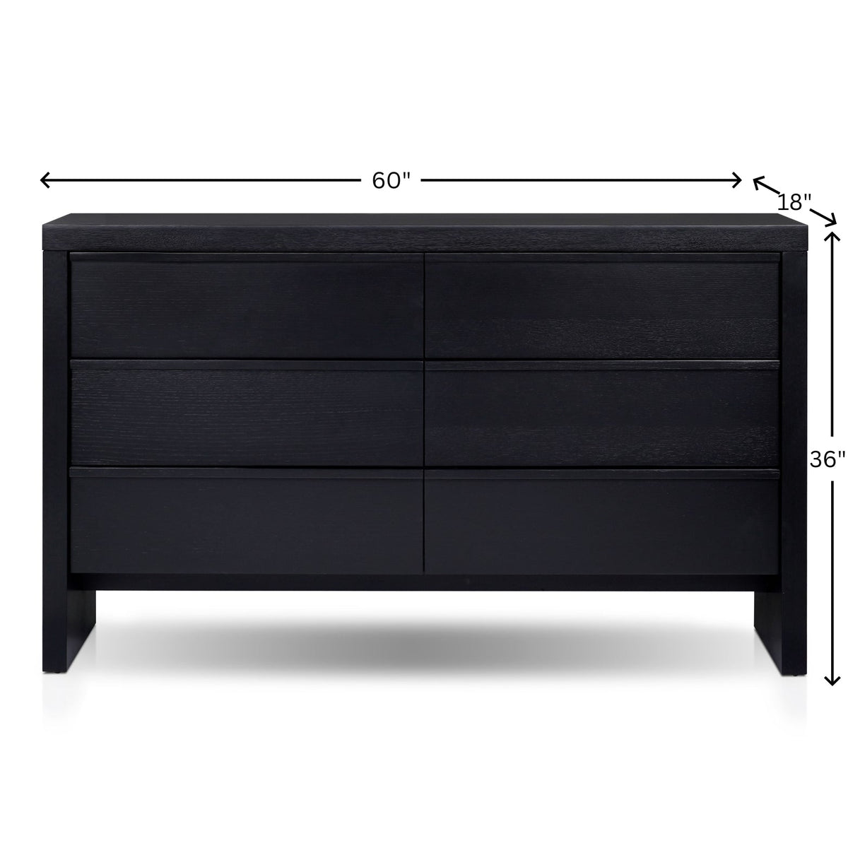 Flo 6-Drawer Mahogany and Oak Veneer Dresser, Black – view 6
