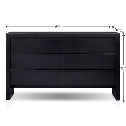 Flo 6-Drawer Mahogany and Oak Veneer Dresser, Black – view 6
