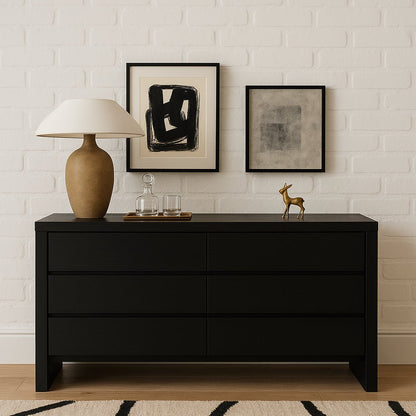 Black Mahogany and Oak Veneer Flo Dresser