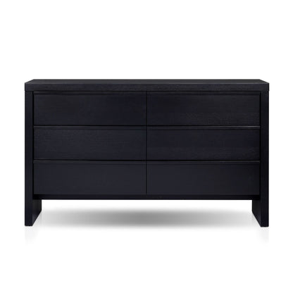 Flo 6-Drawer Mahogany and Oak Veneer Dresser, Black – view 2