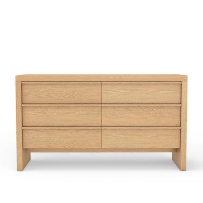 Flo 6-Drawer Mahogany and Oak Veneer Dresser, Natural – view 3