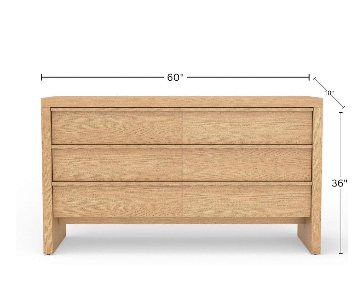 Flo 6-Drawer Mahogany and Oak Veneer Dresser, Natural – view 8