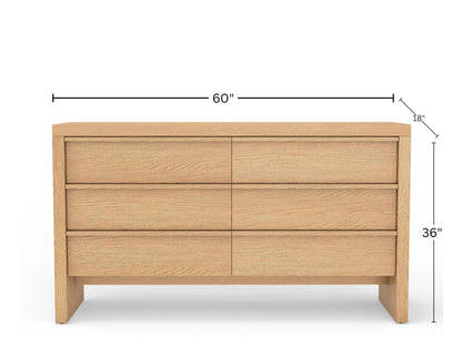 Flo 6-Drawer Mahogany and Oak Veneer Dresser, Natural – view 8