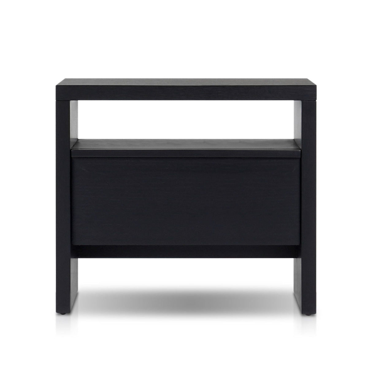 Flo Nightstand in Black with Mahogany Base and Oak Veneer Top – view 2
