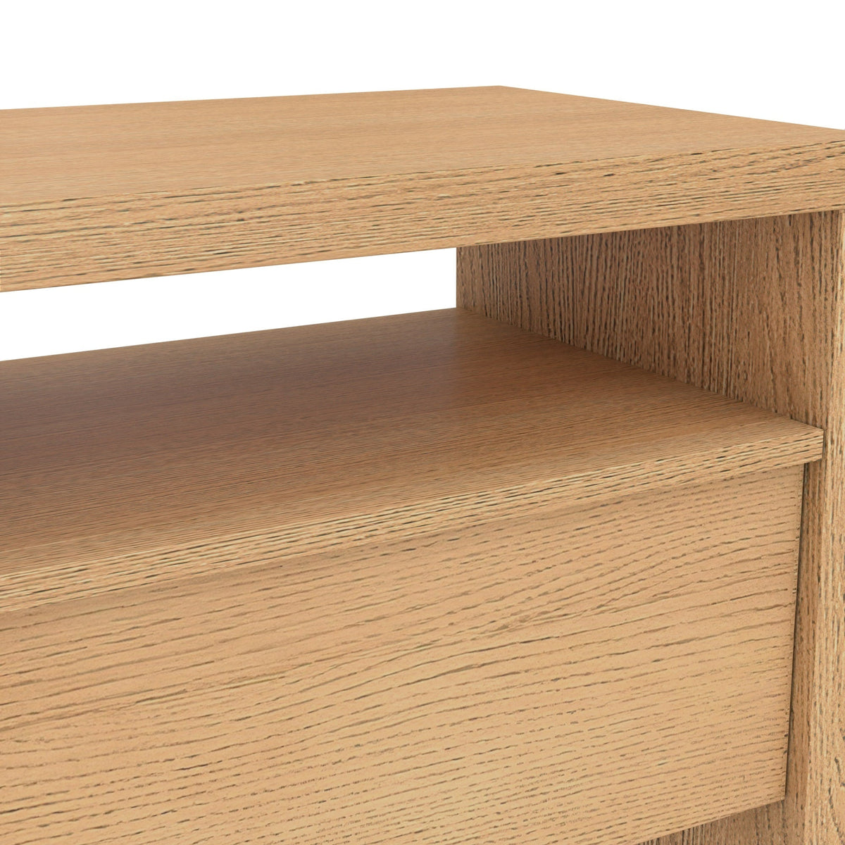 Flo Nightstand in Natural with Mahogany Base and Oak Veneer Top – view 7