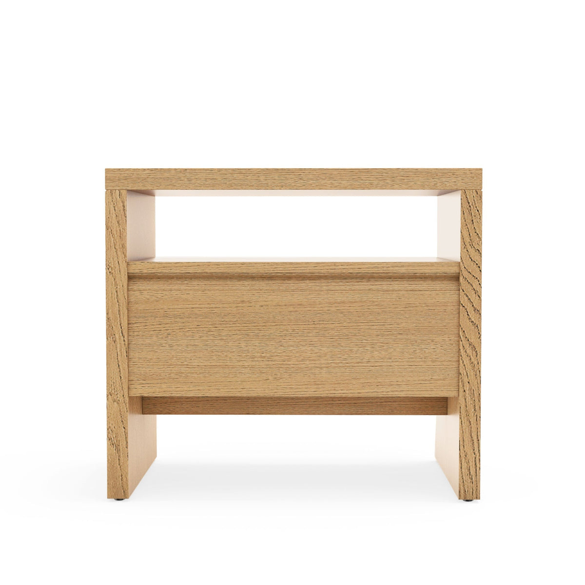 Flo Nightstand in Natural with Mahogany Base and Oak Veneer Top – view 5
