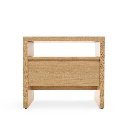 Flo Nightstand in Natural with Mahogany Base and Oak Veneer Top – view 5