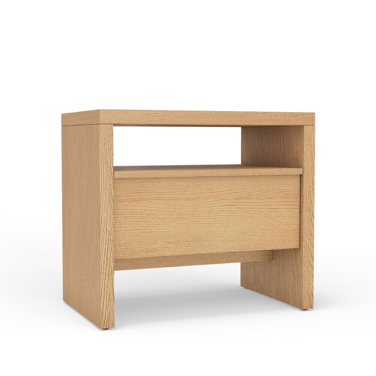 Flo Nightstand in Natural with Mahogany Base and Oak Veneer Top – view 2