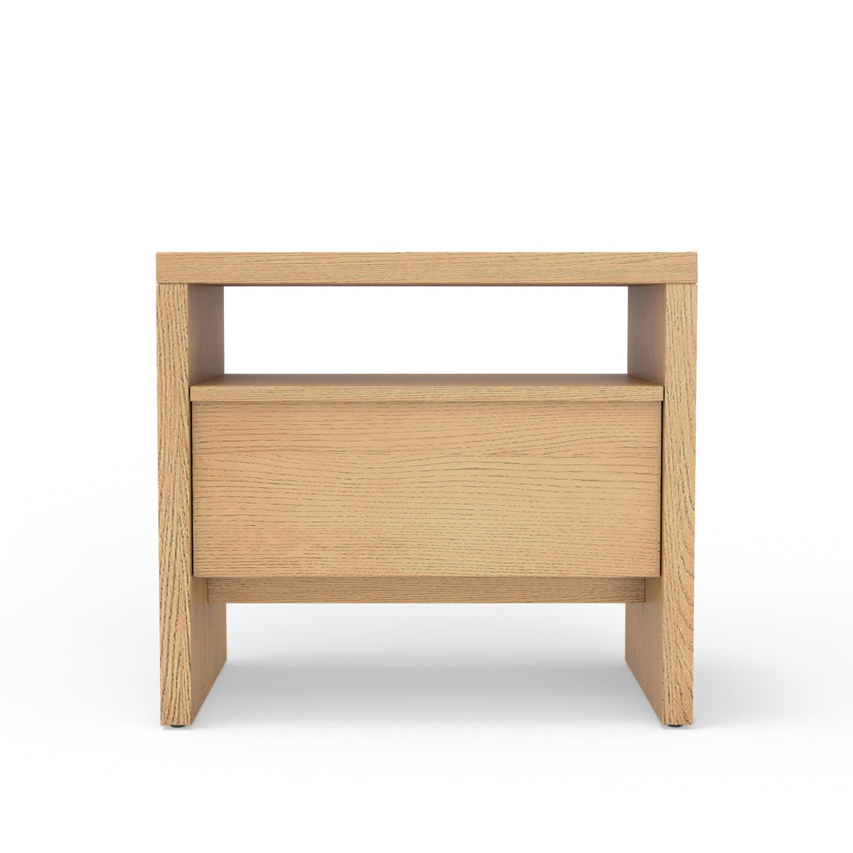 Flo Nightstand in Natural with Mahogany Base and Oak Veneer Top – view 3