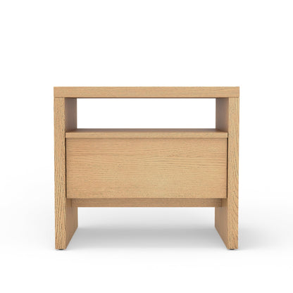 Flo Nightstand in Natural with Mahogany Base and Oak Veneer Top – view 3