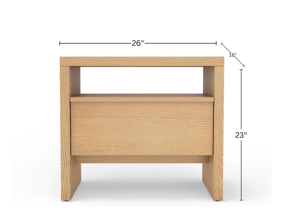 Flo Nightstand in Natural with Mahogany Base and Oak Veneer Top – view 8