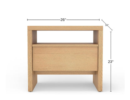 Flo Nightstand in Natural with Mahogany Base and Oak Veneer Top – view 8