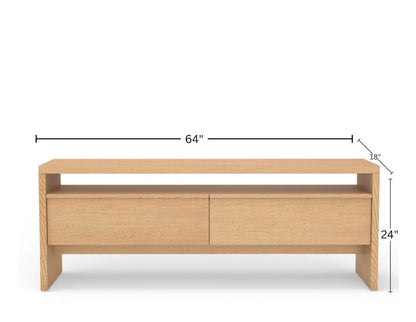 Flo TV Console in Mahogany and Natural Oak Veneer with Soft-Close Drawers – view 8