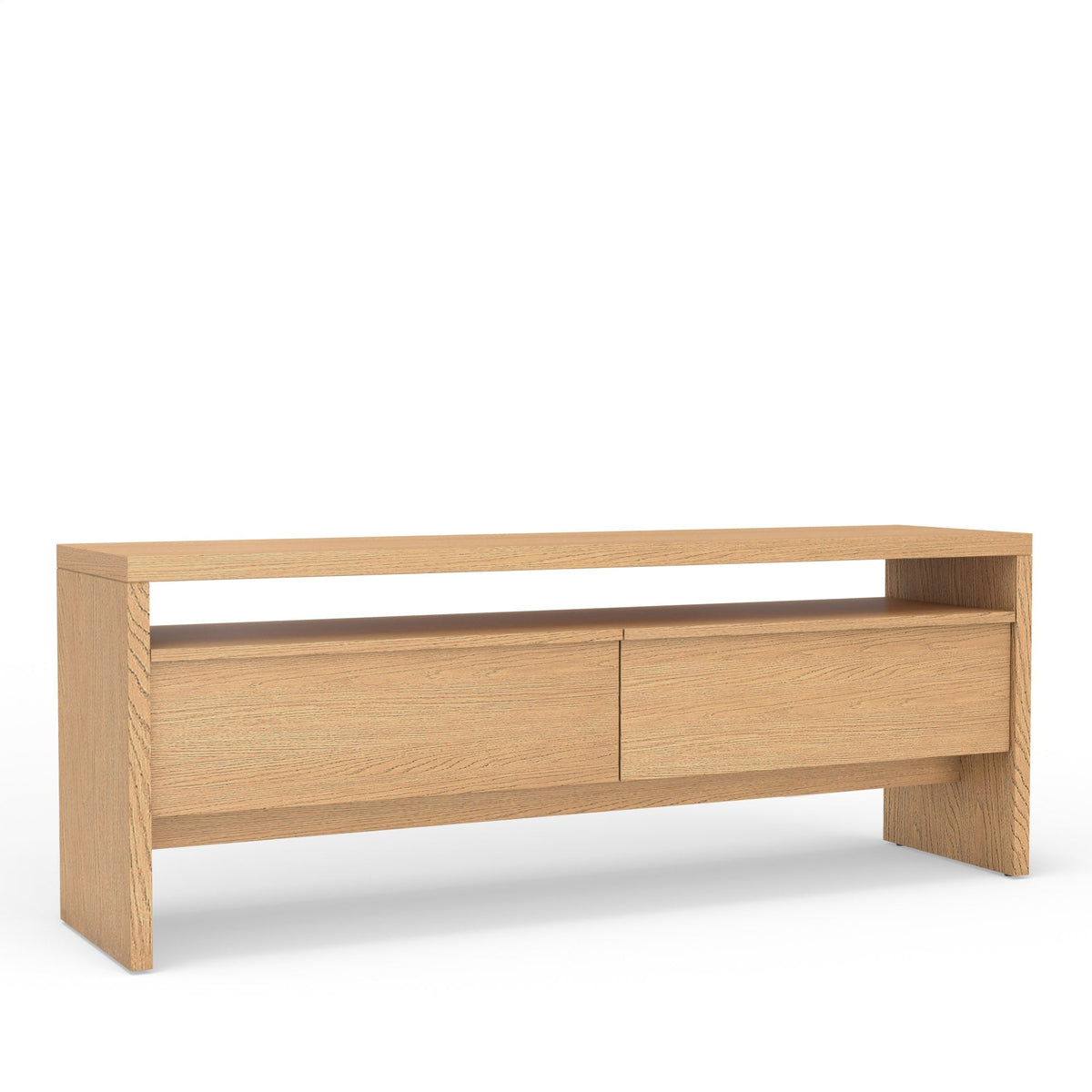 Flo TV Console in Mahogany and Natural Oak Veneer with Soft-Close Drawers – view 3