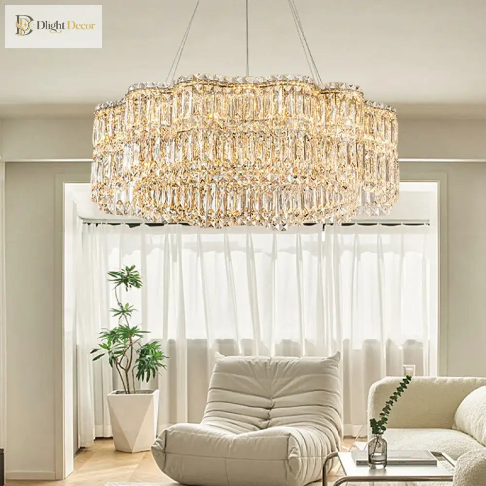 Flower Wave Crystal LED Chandelier with Matching Wall Lamps – view 4