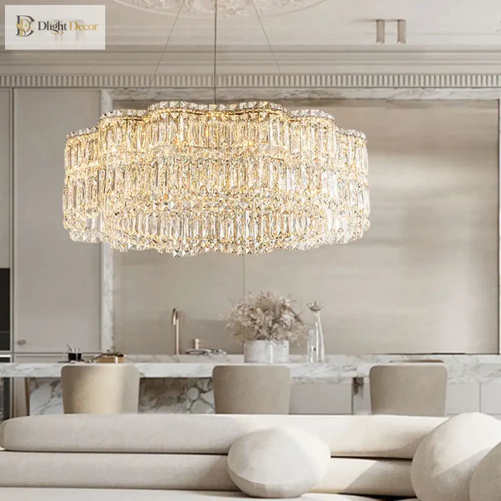 Flower Wave Crystal LED Chandelier with Matching Wall Lamps – view 3