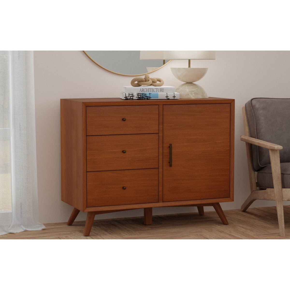 Flynn Solid Mahogany Tall Accent Cabinet, Chestnut – view 2