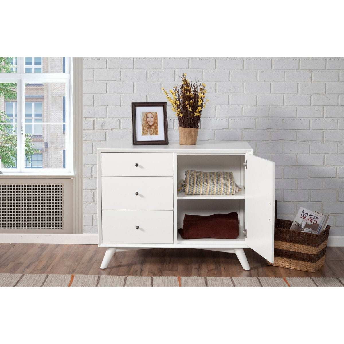 Flynn Tall Accent Cabinet with Adjustable Shelves, White – view 3