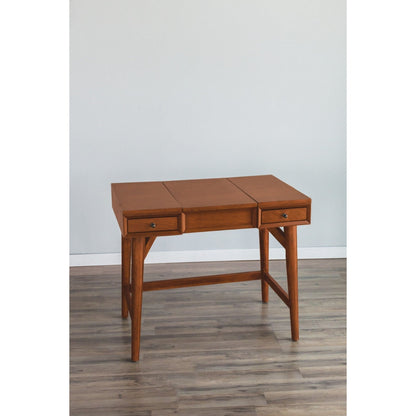 Flynn Mid-Century Solid Mahogany Bedroom Vanity, Chestnut – view 2