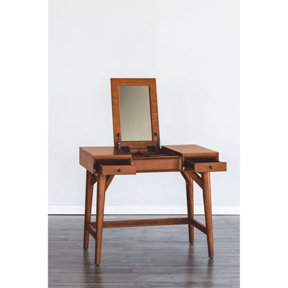 Flynn Mid-Century Solid Mahogany Bedroom Vanity, Chestnut – view 3