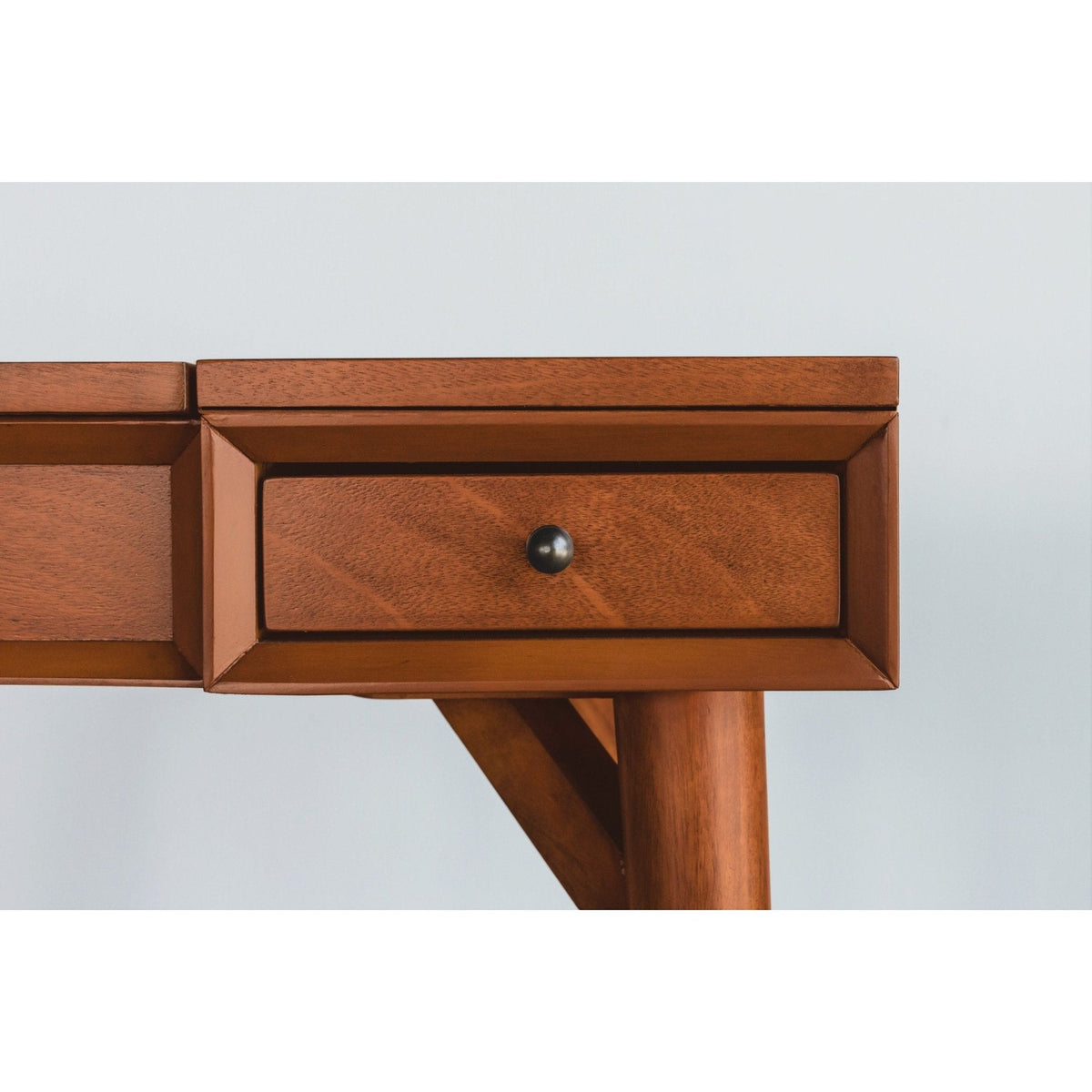 Flynn Mid-Century Solid Mahogany Bedroom Vanity, Chestnut – view 4