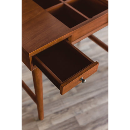 Flynn Mid-Century Solid Mahogany Bedroom Vanity, Chestnut – view 5
